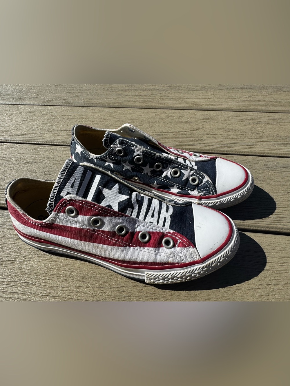 Converse All Star Kids Low Top Sneakers - American Flag Print (Red, White, Blue)